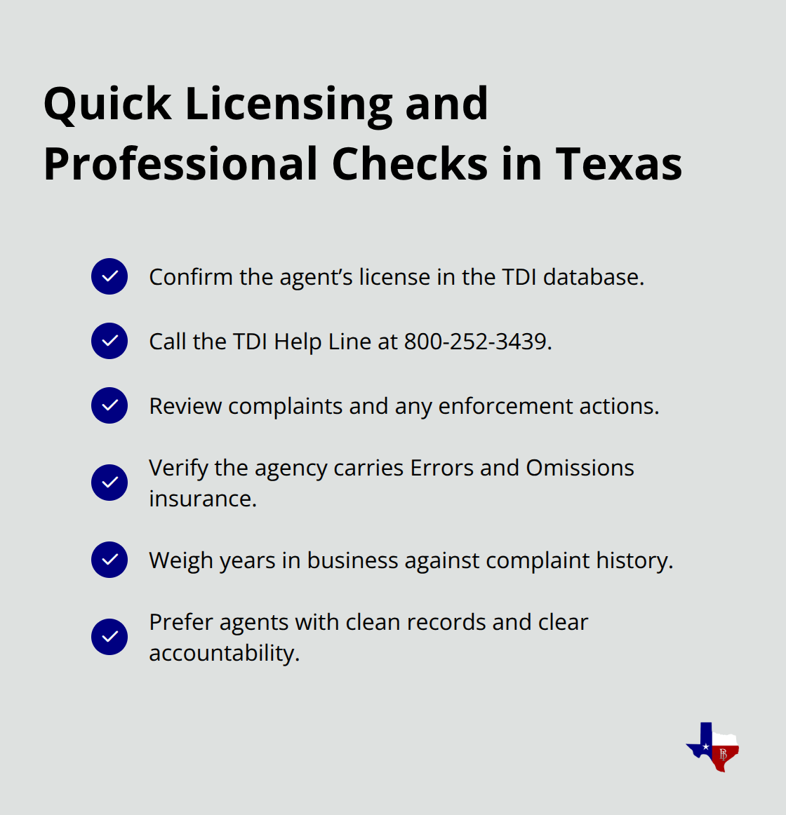 Checklist for verifying an insurance agent’s credentials in Texas - Choosing independent insurer Texas