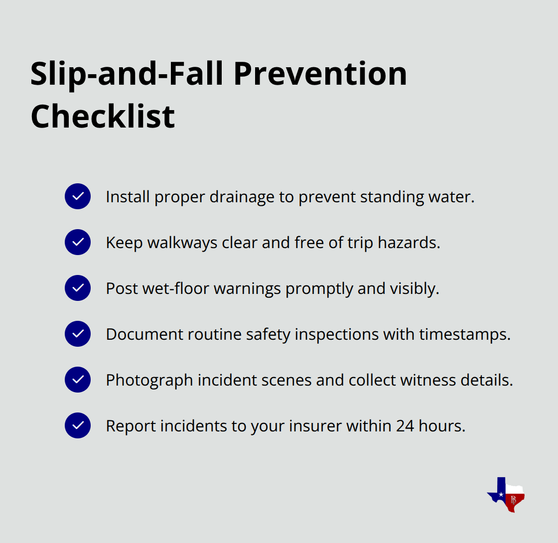 Checklist of practical steps to reduce slip-and-fall claims in Texas businesses - General liability coverage Texas