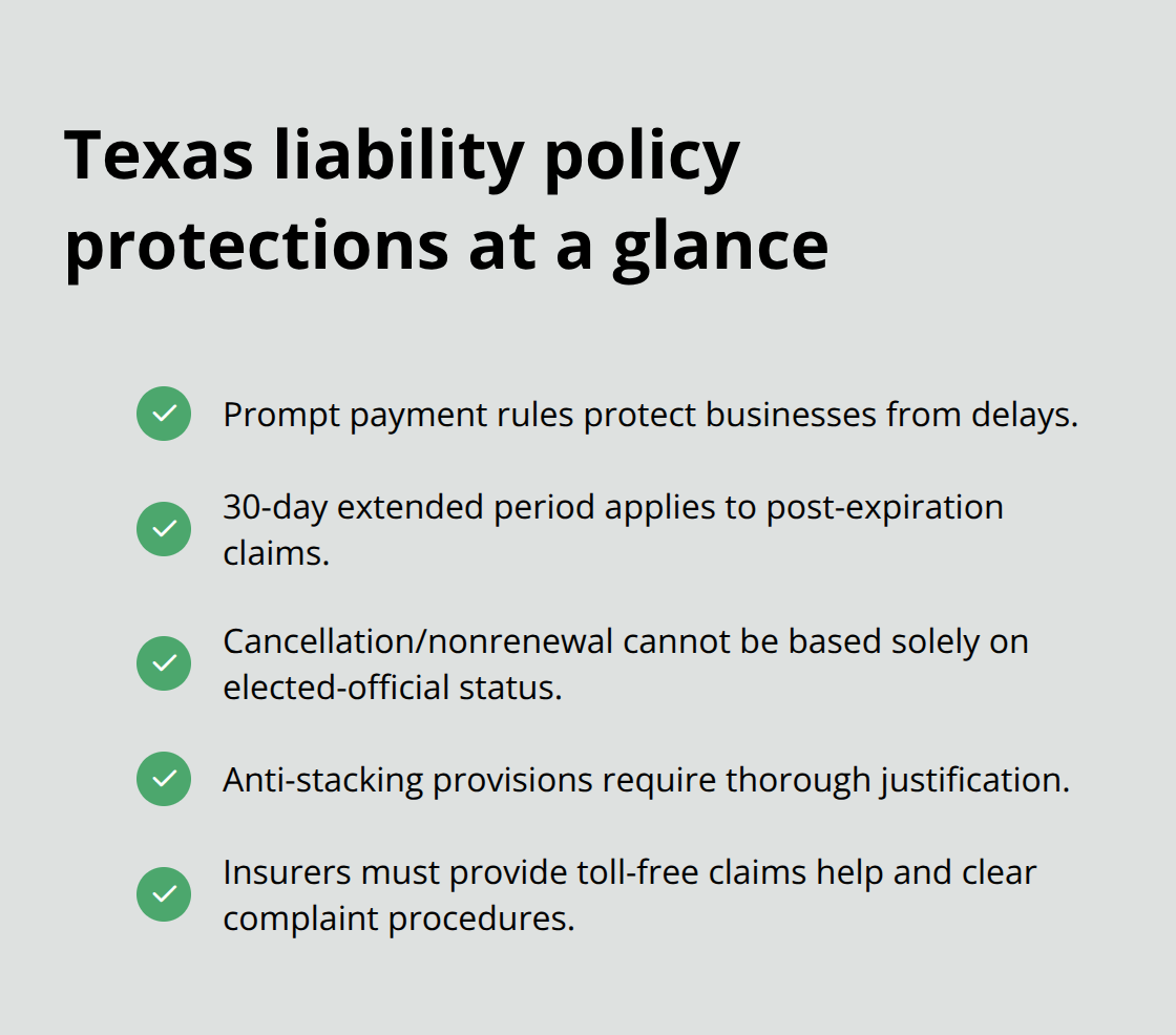 Checklist of Texas claim and policyholder protections for general liability insurance - general liability insurance Texas