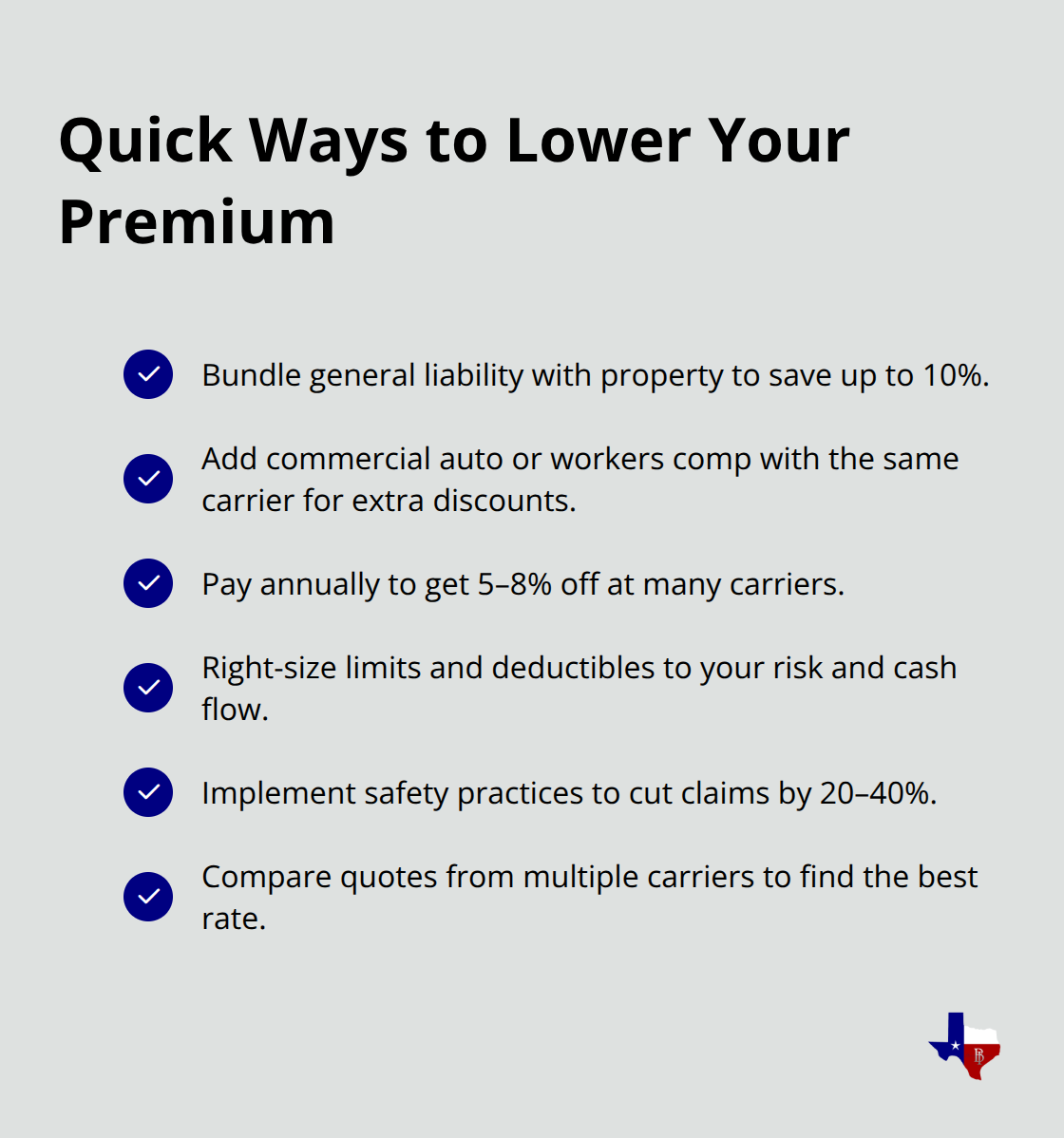 Actionable steps to reduce general liability insurance costs